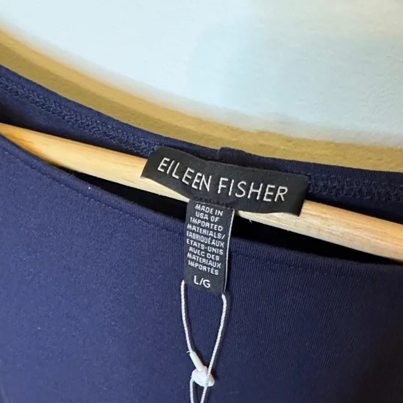 Eileen Fisher NWT Women’s Bateau Kimono Dress Midnight Blue Loose-Fit Size L - Picture 6 of 8